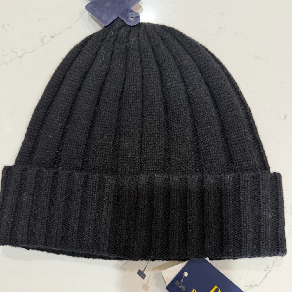Polo by Ralph Lauren Black Ribbed Beanie, NWT, one size fits all - Picture 3 of 4